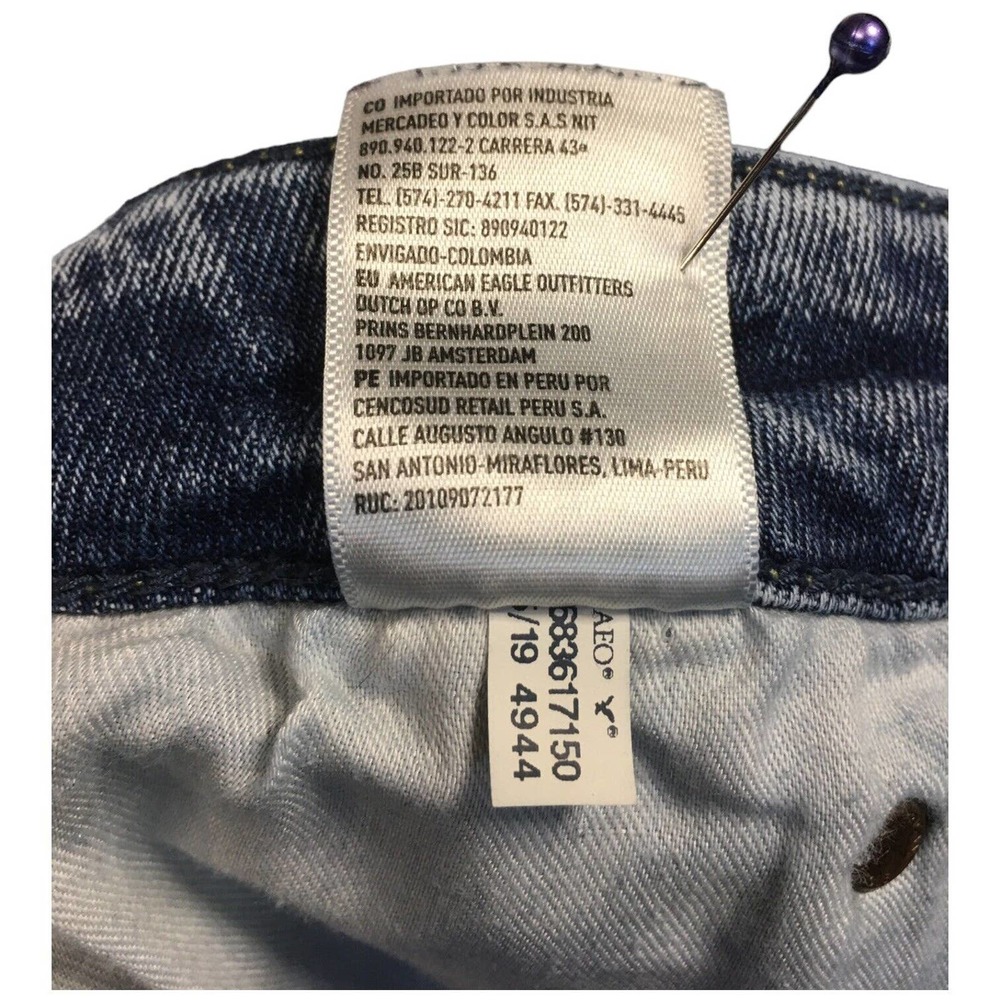 American Eagle Mens Size 38 Flex Slim Taper Distressed Stone Wash Denim Blue - Picture 14 of 14